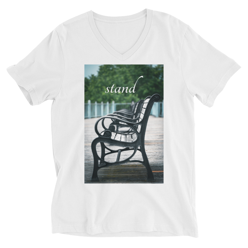 Boardwalk Bench stand V-Neck Tee